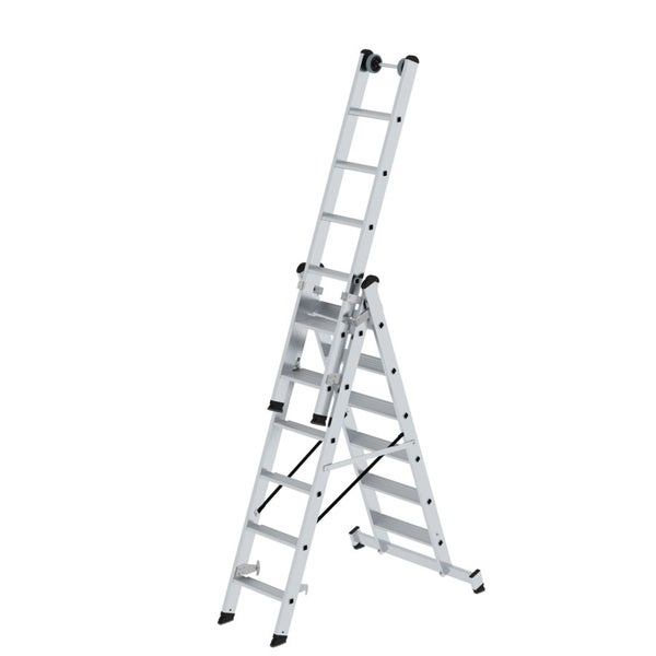 Mehrzweckleiter aus Aluminium in A-Form mit ausziehbarer Verlängerung