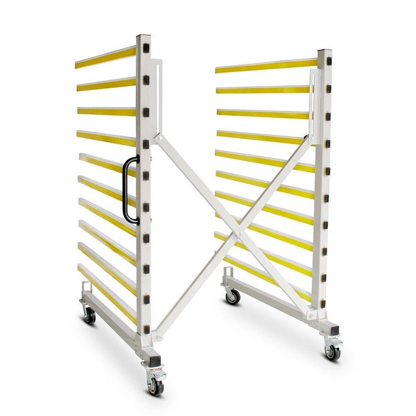 Rollwagen für Plattenmaterial mit Griff und gelben Auflagen
