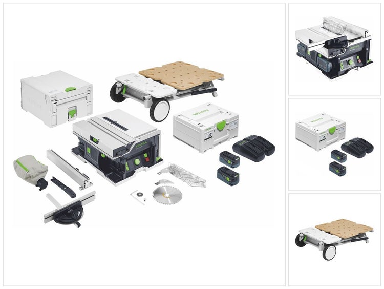 Festool CSC SYS 50 EBI-Set Akku Tischkreissäge 36 V ( 2x 18 V ) ( 577379 ) 168 mm Brushless + Untergestell + 2x Akku 5,0 Ah + Ladegerät + Systainer