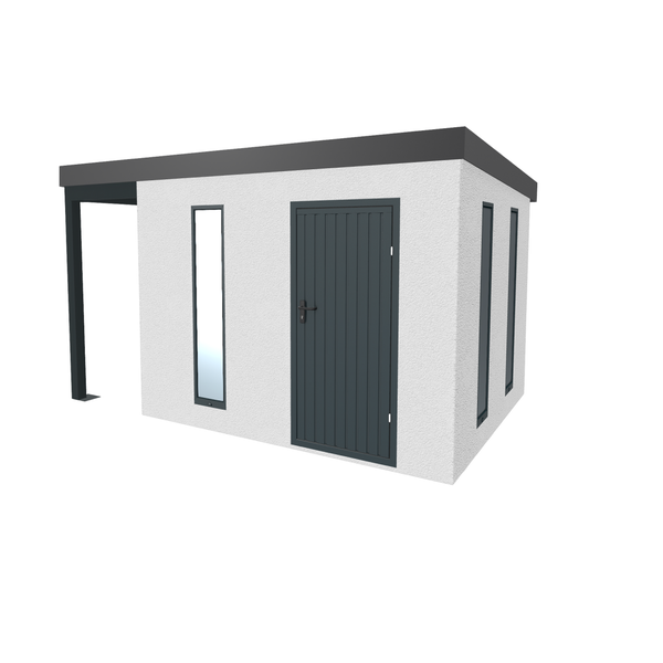 Gartenhaus mit Flachdach, Tür und Fenster
