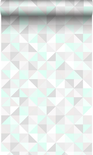 Origin Wallcoverings Tapete Dreiecke Pastell Mintgrün, Hellgrau, Weiß und Smaragdgrün - 53 cm x 10.05 m - 337206