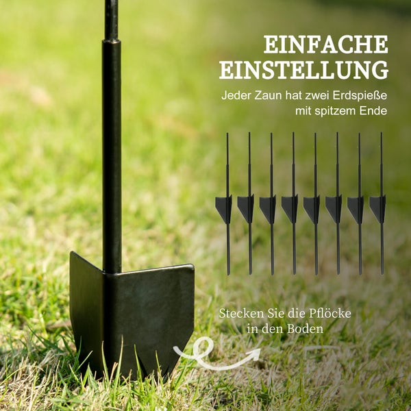 Outsunny 4er Set Gartenzaun, Dekorative Gitterzaun für Garten, Balkon, 3,52 x 1,1 m, Metall, Schwarz