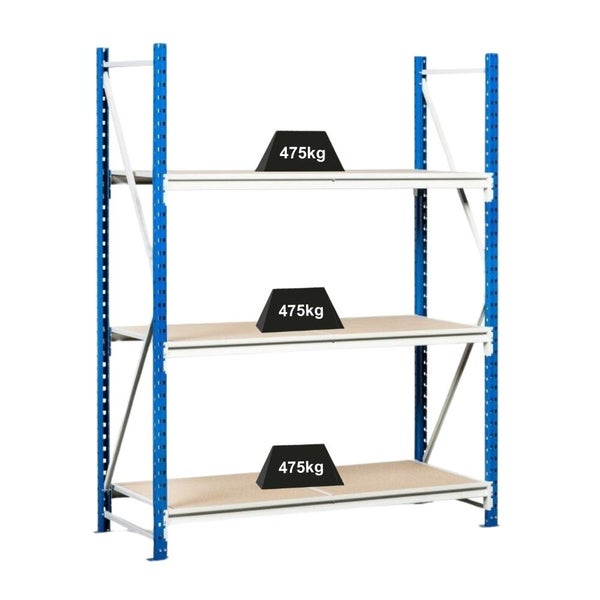 PROREGAL Weitspannregal Maximus Grundregal HxBxT 200 x 175 x 40 cm 5 Ebenen Spanplatten Fachboden Fachlast 450 kg Lichtblau & Lichtgrau