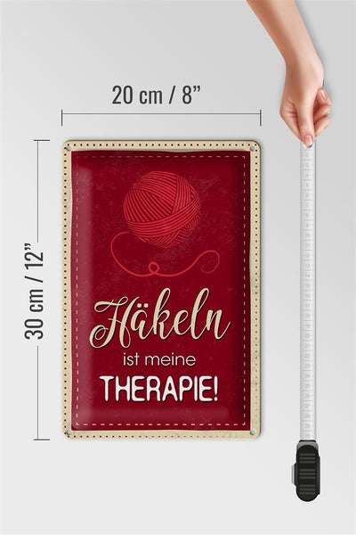 Blechschild Spruch 20x30cm Häkeln ist meine Therapie