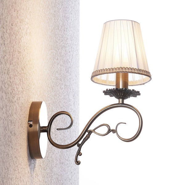 Lindby Wandleuchte, Wandlampe Innen Finnick in Bronze aus Textil (1 flammig E14) - Wandleuchten Wandstrahler Wandbeleuchtung Schlafzimmer / Wohnzimmer Wohnzimmerleuchte