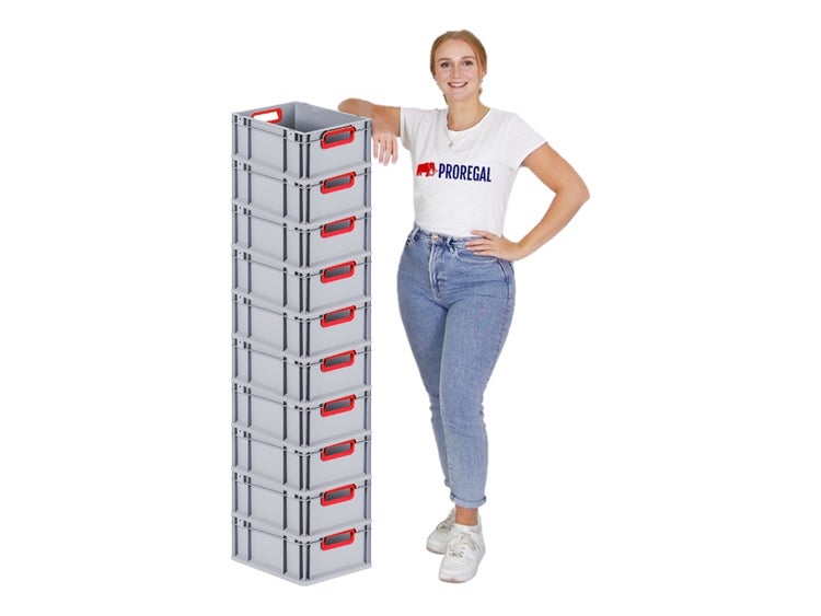 PROREGAL Eurobox Nextgen Color HxBxT 17 x 30 x 40 cm 16 Liter Griffe Rot Offen Glatter Boden Eurobehälter Transportbox