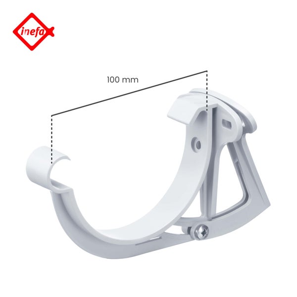 Inefa Logo. Kunststoff-Rinnenhalter für Dachrinnen mit Nennmaß 100 Millimeter.