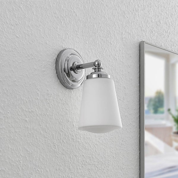 Arcchio Wandleuchte, Wandlampe Bad Mahdi (spritzwassergeschützt (Modern) in Chrom aus Glas (1 flammig E14) - Wandleuchten Spiegelleuchte Badezimmer Wandbeleuchtung Badezimmerleuchte