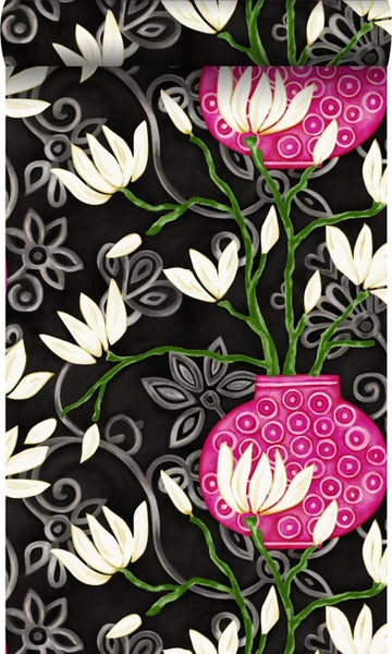 Origin Wallcoverings Tapete Magnolie Schwarz und Rosa - 53 cm x 10,05 m - 346927