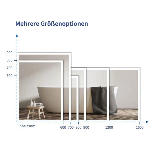 Home Deluxe - LED-Spiegel NOLA - Rechteckig 160 x 70 cm - 3 verschiedene Lichtfarben, Antibeschlagssystem - 38 Watt Gesamtleistung I Wandspiegel Badspiegel Badezimmerspiegel