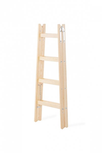 PROREGAL Wood Double Giraffe Holz-Sprossen-Stehleiter mit Sicherheitskette 2 x 4 Sprossen 132 cm Hoch Trittleiter Bockleiter Sprossen-Doppellleiter