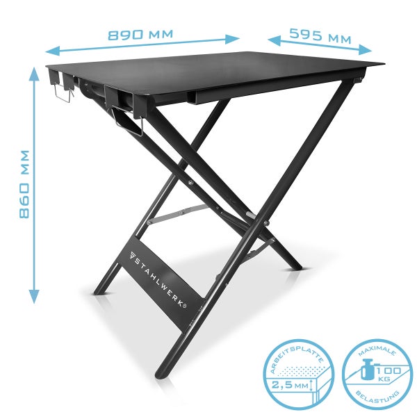 STAHLWERK Schweißtisch klappbar FWT-890 ST 890 x 595 mm mit 100 kg Tragkraft
