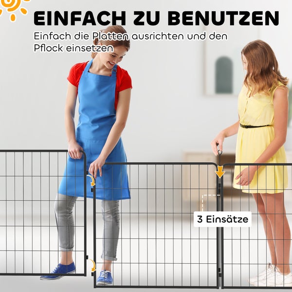 PawHut 2er-Set Erweiterung 2 Hundezaun-Paneele für Freigehege, 80 x 80 cm Welpenzaun aus Stahl, für kleine und mittlere Hunde Schwarz