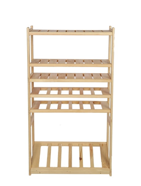 PROREGAL Getränkekisten- & Weinregal SPREEWALD HxBxT 124x70x33cm 12 Flaschen auf 2 Ebenen + 1 Ebene für Kisten + 3 Ablagen Massives Kiefernholz Natur