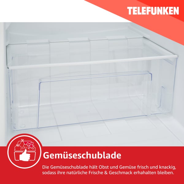 Telefunken Kühlschrank ohne Gefrierfach freistehend 135 Liter Kühlschrank klein mit Gemüsefach Standkühlschrank