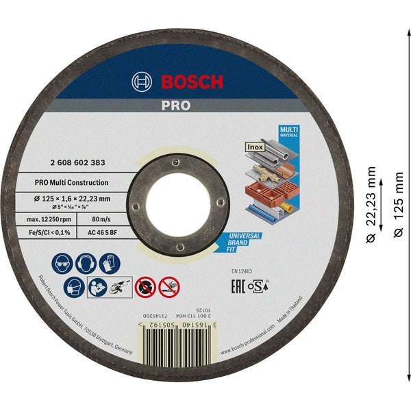 Bosch PRO Multi Material Schleifscheibe 125 x 1,6 x 22,23 mm - 2608602383