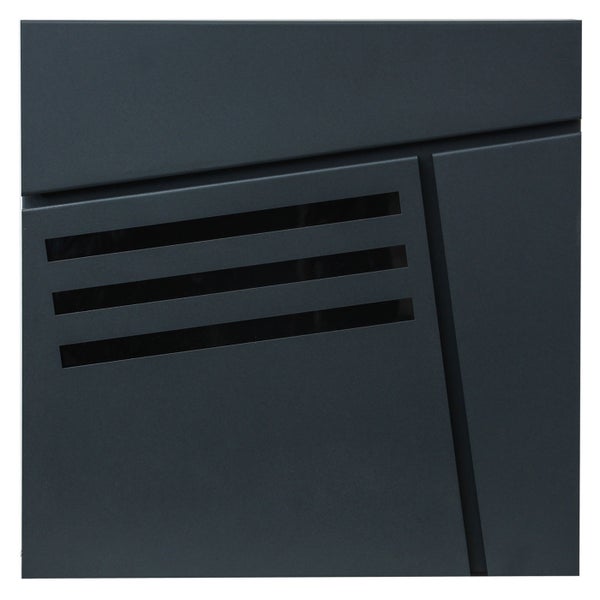 Detailansicht einer Metallfassade mit horizontalen Schlitzen