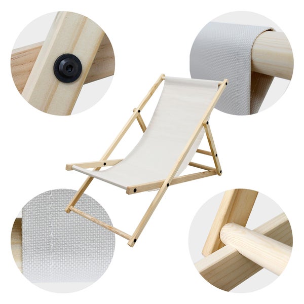 ECD Germany 2er Set Liegestuhl klappbar aus Holz, 3 Liegepositionen, Beige, bis 120kg, Gartenliege Sonnenliege Relaxliege Strandliege Liege Strandstuhl Klappstuhl, für den Garten, Terrasse und Balkon