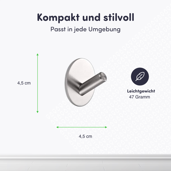 Wandhaken aus Metall mit den Maßen 4,5 mal 4,5 Zentimeter