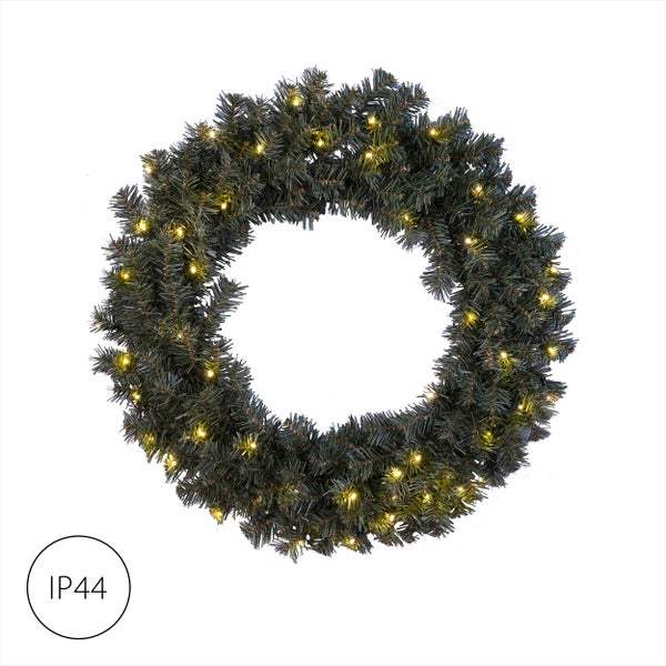 Weihnachtlicher Türkranz mit Beleuchtung