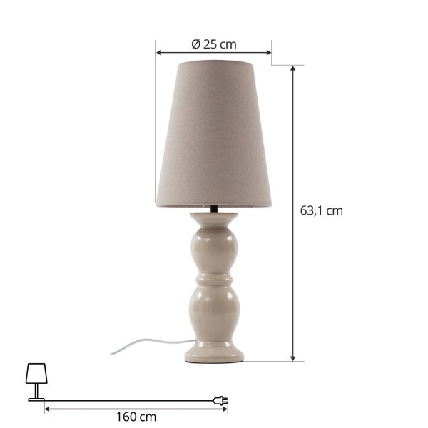Lucande Tischlampe Lyndorin (Design, Modern) in Creme aus Keramik (1 flammig E27) - Tischleuchte Schreibtischlampe Nachttischlampe Wohnzimmerleuchte