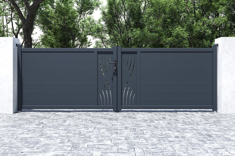 Flügeltor 4m VELETA H.120 graues Aluminium