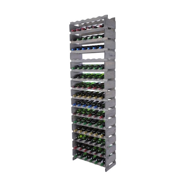 Weinregal VINOTECA FLEX PRO HxBxT 219x65x28cm 96 Flaschen auf 16 Ebenen Massives Kiefernholz Grau
