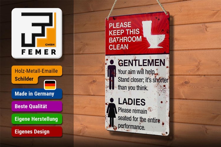 Blechschild Spruch 20x30cm Gentlemen Ladies WC Toilette