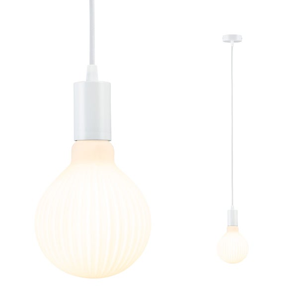 Pendelleuchte Ravi IP44 E27 3000K 400lm 4,3W Weiß matt dimmbar