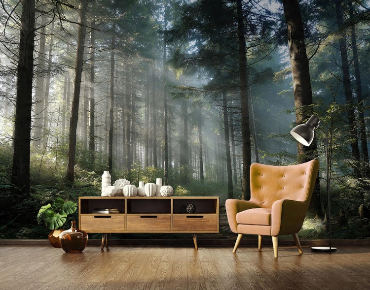 Fototapete 3D Effekt Wald Natur Modern Wohnzimmer Vlies Tapete 350x250 cm