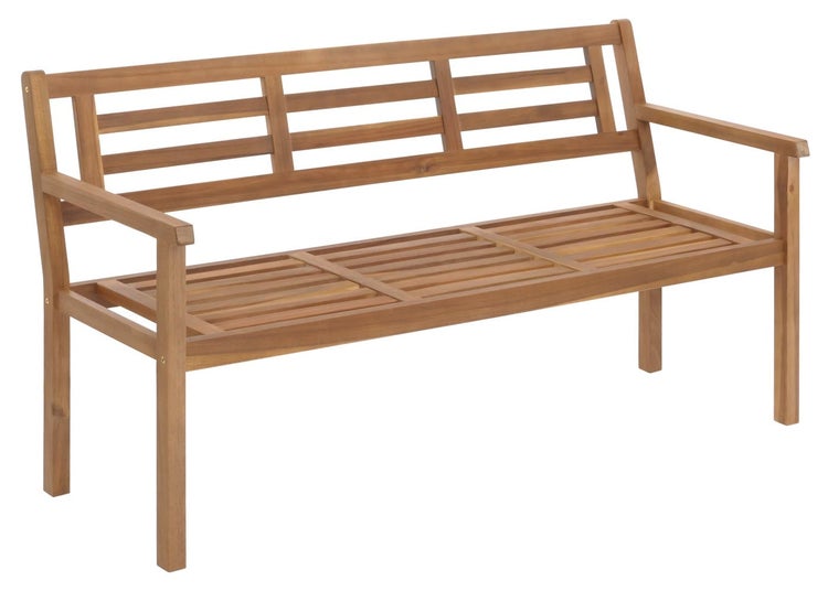 Gartenbank aus Holz, 3-Sitzer mit Armlehnen und Lattendekor