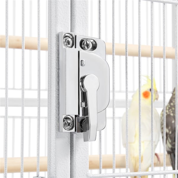 Detailansicht eines Verschlusses an einem Vogelkäfig