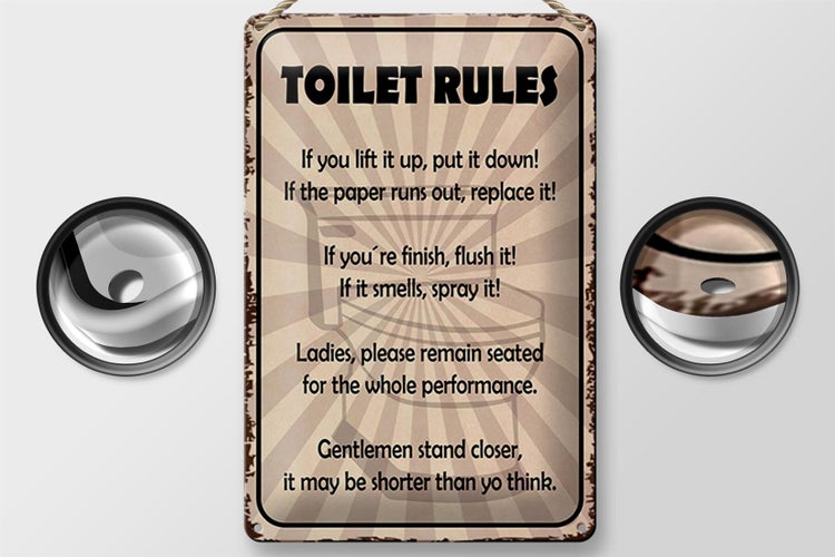 Blechschild Spruch 20x30cm toilet rules if you lift it up