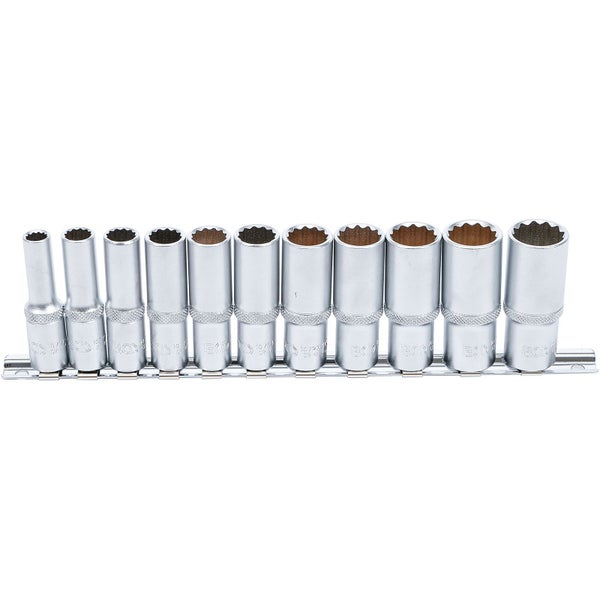 BGS Steckschlüssel-Einsatz-Satz Zwölfkant, tief Antrieb Innenvierkant 10 mm (3/8) SW 8 - 19 mm 11tlg. - 5252