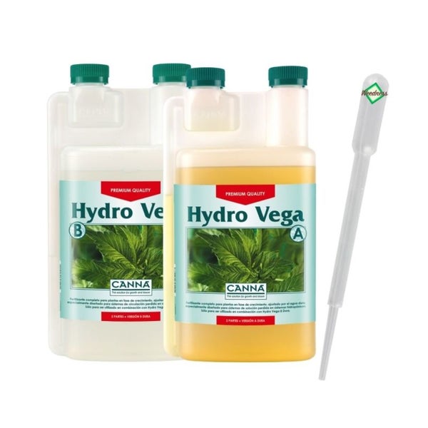 Canna Hydro Vega A&B 1 Liter – 2x1L Wachstumsdünger für Hydrokultur – Zwei-Komponenten-Dünger für optimale Nährstoffversorgung – Fördert gesundes Wachstum & kräftige Pflanzen – Präzise Dosierung mit Pipette
