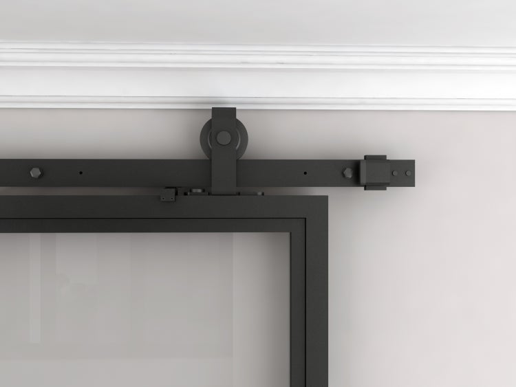 Glasschiebetür Loftstyle offene Laufschiene 1025x2200mm satiniert beidseitiger Softclose, Komplettset