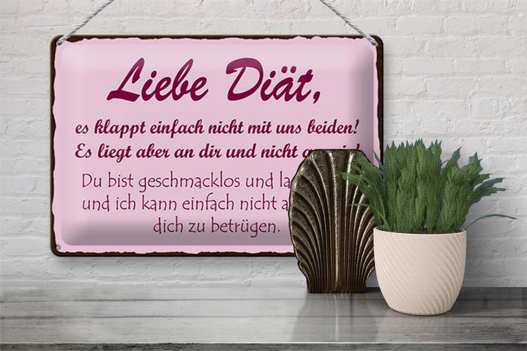 Blechschild Spruch 30x20cm liebe Diät klappt einfach nicht
