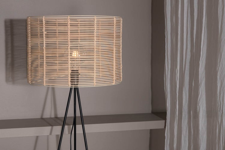 Fence Beleuchtung Stehlampe 50x72x160cm Rattan schwarz, Holz. 72 X 50 X 160 cm