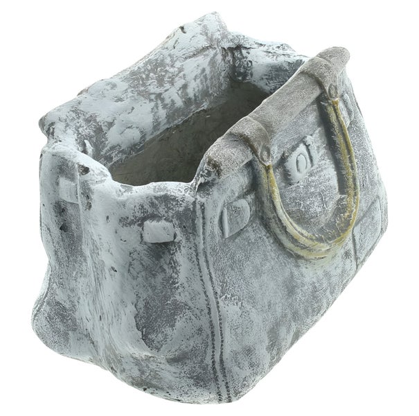 Dekoleidenschaft Blumentopf Handtasche in Stein Optik, Pflanztopf in Taschenform, Pflanzgefäß, Gartendeko für Draußen, Pflanzschale
