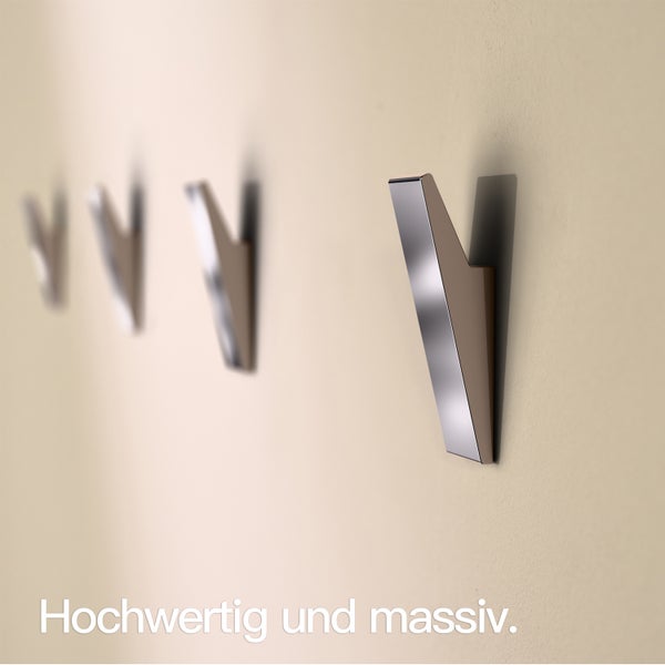 Designfabrik Hamburg Klebehaken ohne Bohren  |  4 Selbstklebende Haken | Wandhaken Chrom