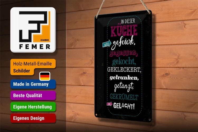 Blechschild Spruch 20x30cm In dieser Küche wird Aufzählung