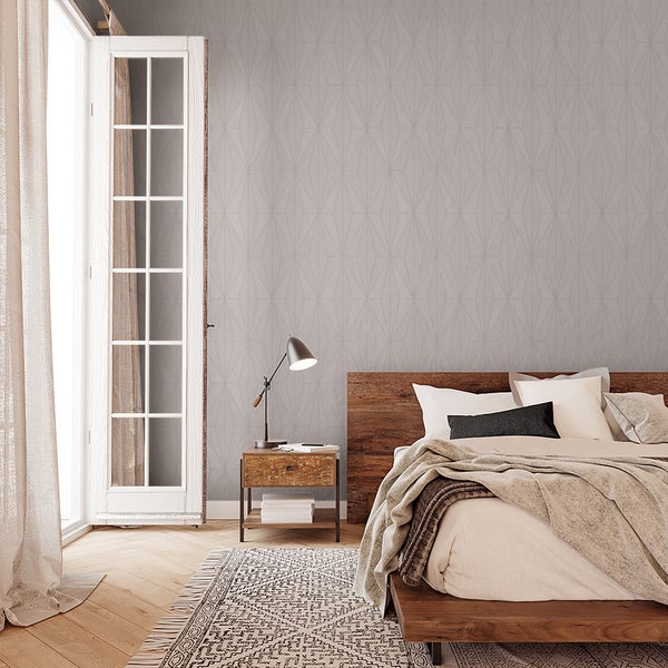 Tapete Weiß Beige Grafisch Modern für Wohnzimmer Schlafzimmer MADE IN GERMANY 10,05 x 0,53m