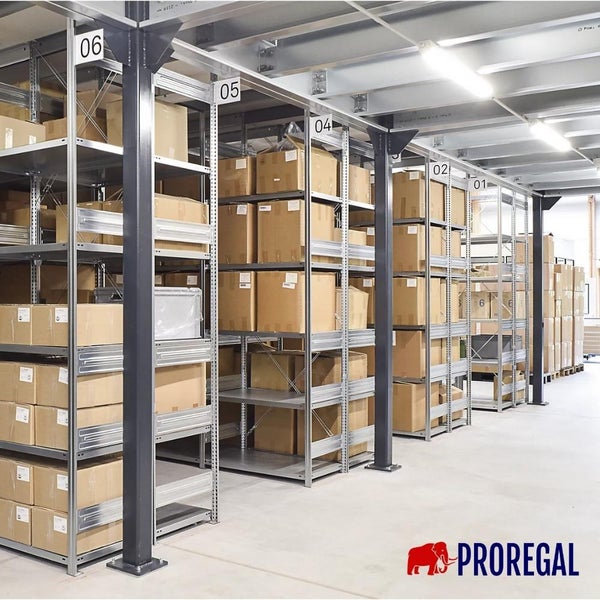 PROREGAL Schwerlastregal Silver Mamba Made In Germany  HxBxT 200 x 100 x 40 cm 5 Ebenen Je 150 kg Fachlast  Verzinkt