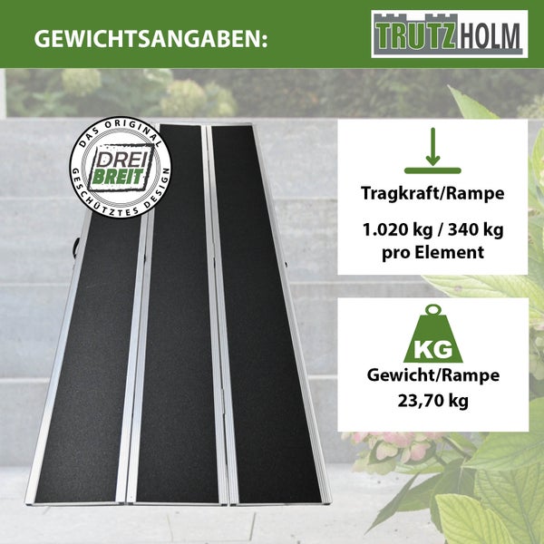 Trutzholm Rampe mit Gewichtsangaben und Tragkraftinformationen