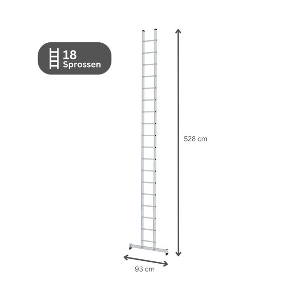 PROREGAL Sprossen-Anlegeleiter mit Traverse 18 Sprossen