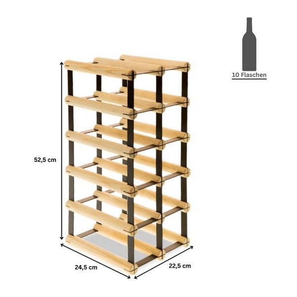 PROREGAL Modulares Weinregal Vinotega Mod Metal HxBxT 52,5 x 22,5 x 24,5 cm 2 x 5 Flaschen Massives Kiefernholz Braun Geölt