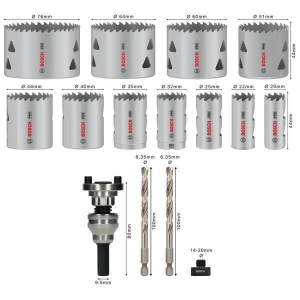 Bosch PRO Multi Material Lochsäge Q-Lock Aufsteckhalter-Set 15-tlg. - 2608901548