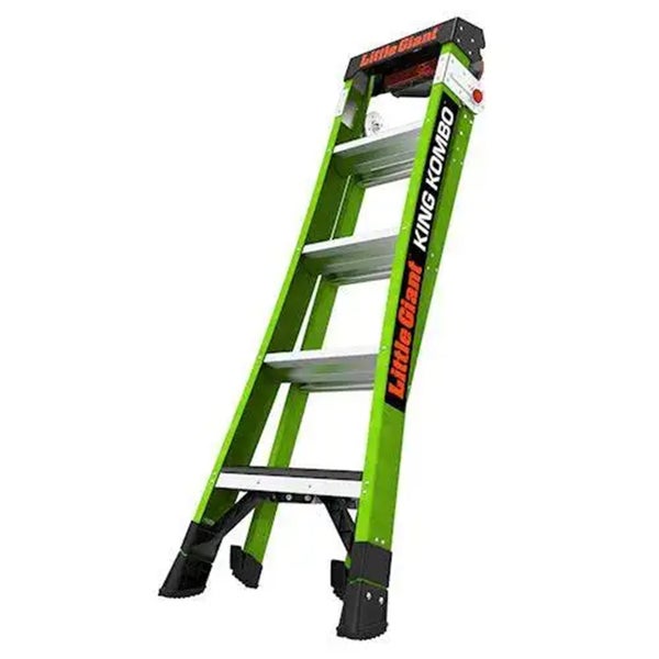 Little Giant King Kombo Kombinationsleiter aus Fiberglas mit Stufen und rutschfesten Füßen