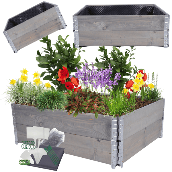 Hochbeetkisten GuardBox HxBxT 40x120x100 cm 2 Ebeneninkl. Luftpolsterfolie Grau