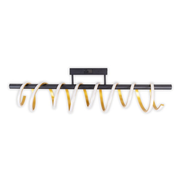 LED Deckenleuchte BELLEZA, moderne Deckenlampe aus Metall und Kunststoff in Schwarz, Gold und Weiß, mit fest verbauten LEDs, 100cm lang. Die ideale Beleuchtung für Wohnzimmer, Esszimmer oder Büro.